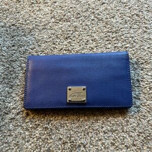 Ralph Lauren Blue Leather Wallet with Logo Plate